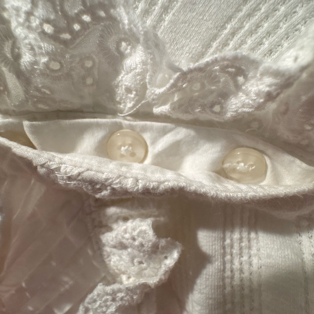 Free People Women’s White Lace L/S Flowy Top Size XL Boho - Picture 7 of 12